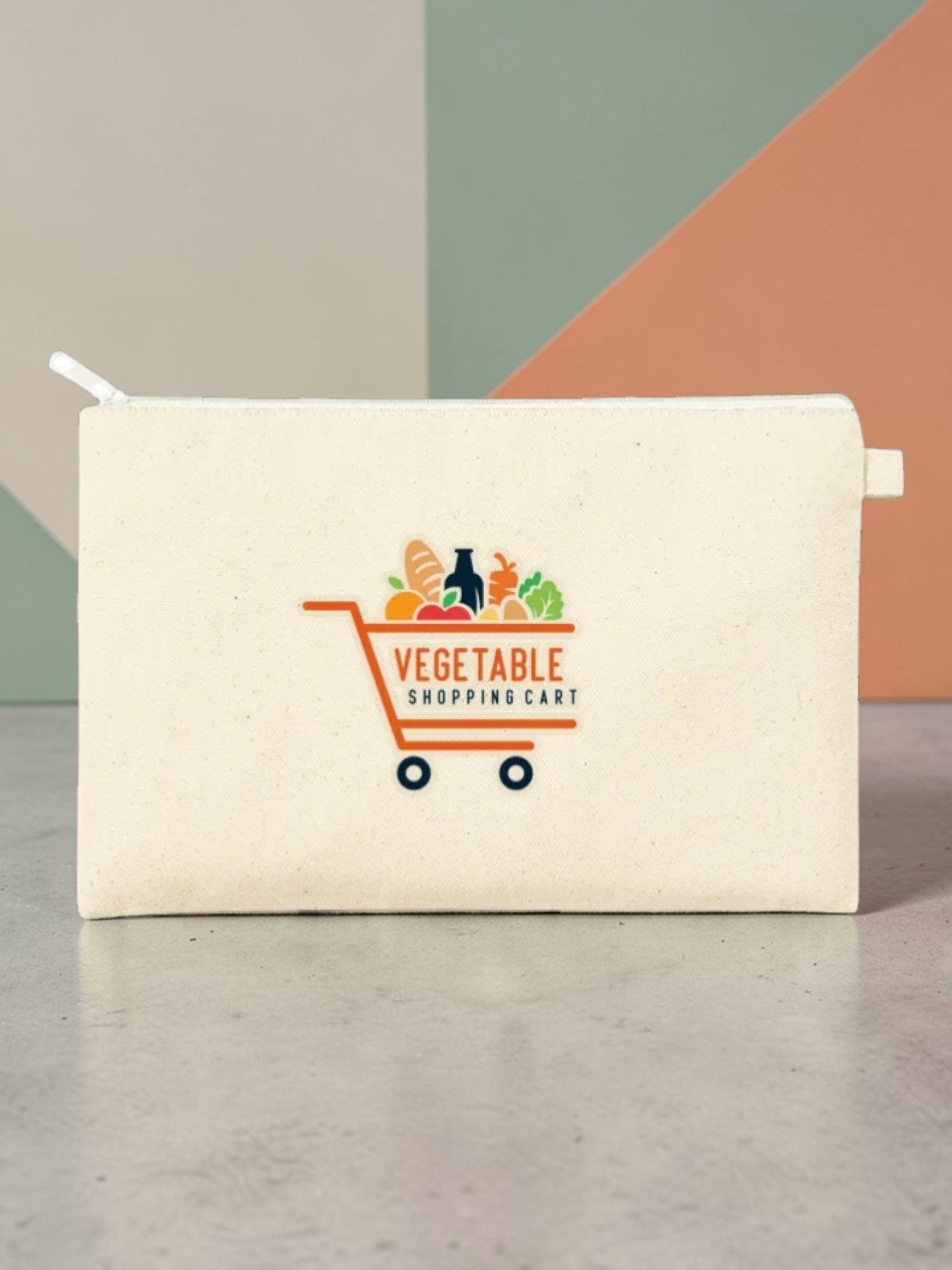 カラーファスナーキャンバスフラットポーチ