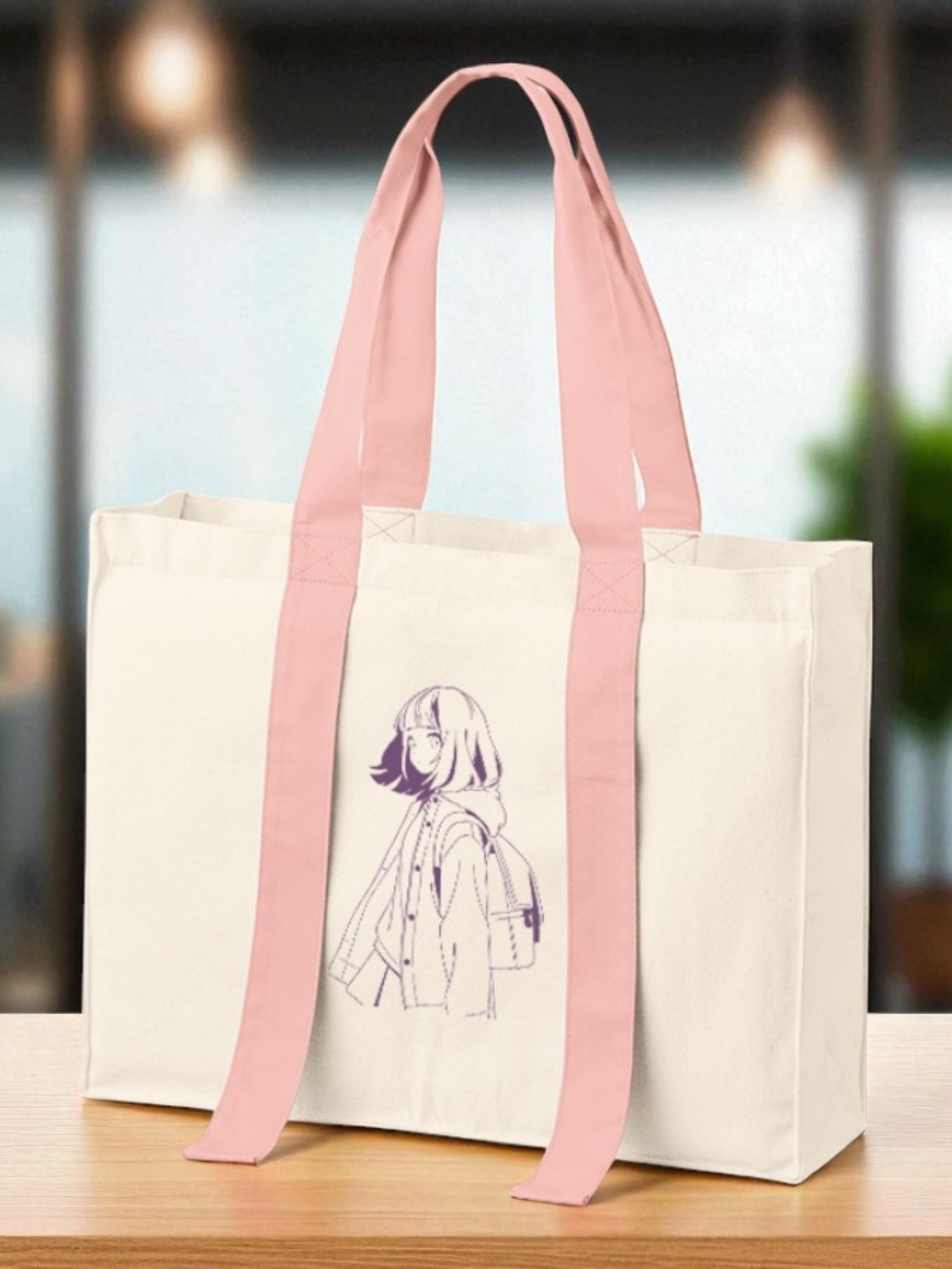 キャンバスカラーハンドルスクエアキャリーオントート