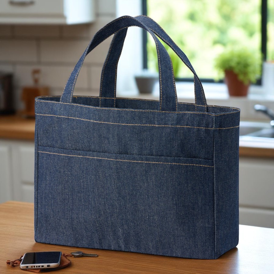 デニムフロントポケットトート