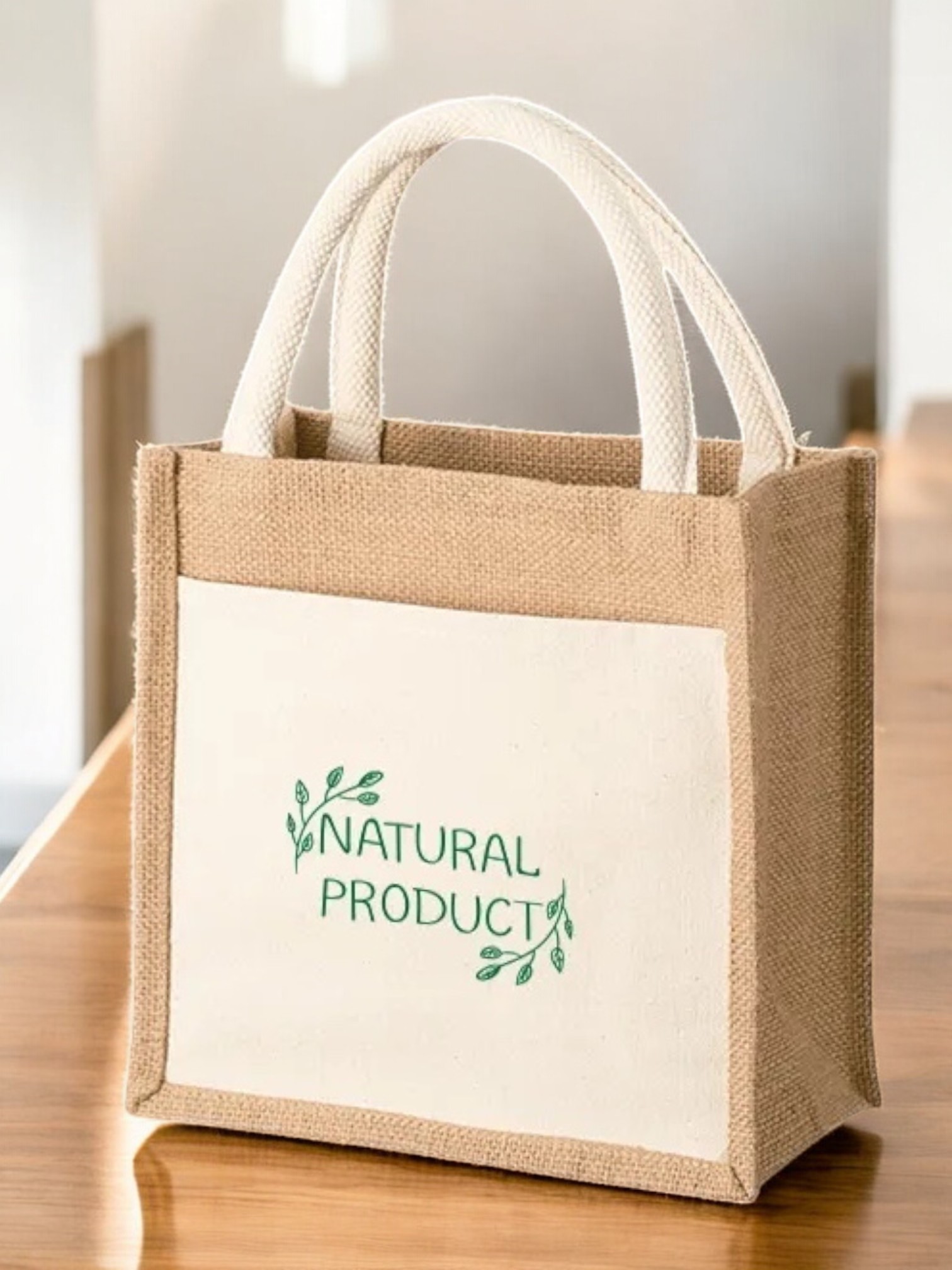 ジュート&キャンバスポケットトート（S）