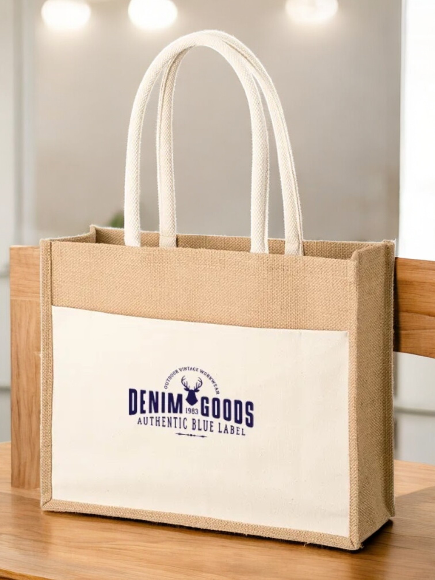 ジュート&キャンバスポケットトート（L）